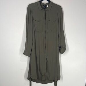 H&M Olive Long Sleeve Shirt Dress